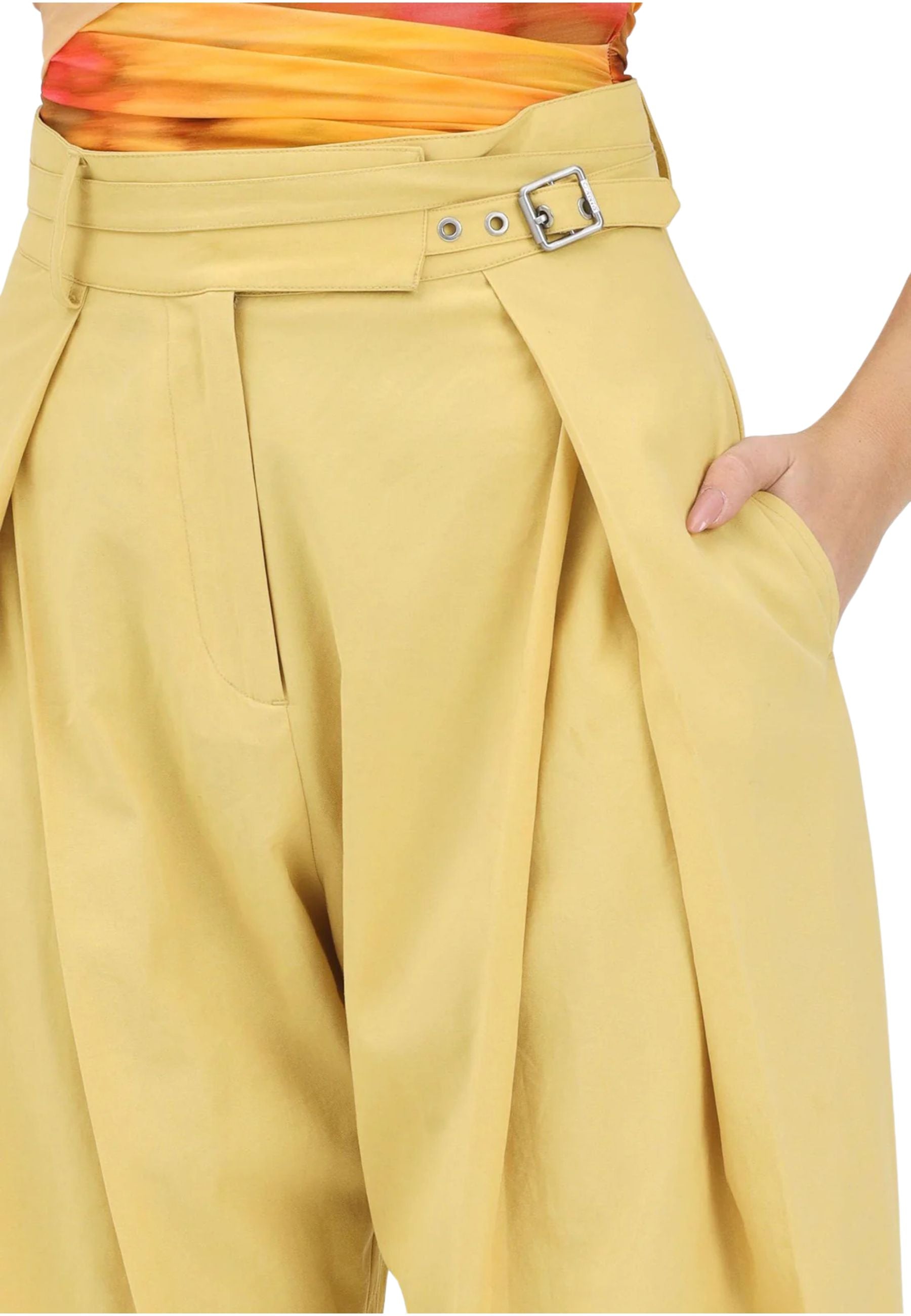 パンツ PINKO Woman Pants Yellow 104648A2ER C43 PINKO Belted Trousers | Yellow | FARFETCH